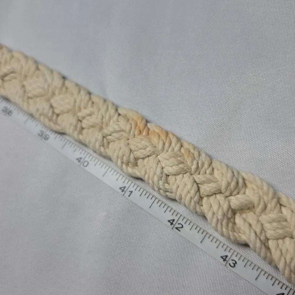 Belt Womens American Eagle Outfitters White Braided Rope Brown Leather Sz L-XL